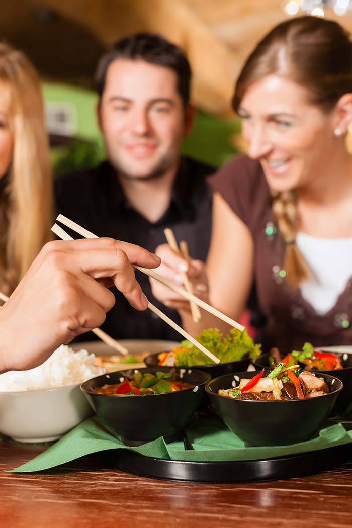 Group eating chinese